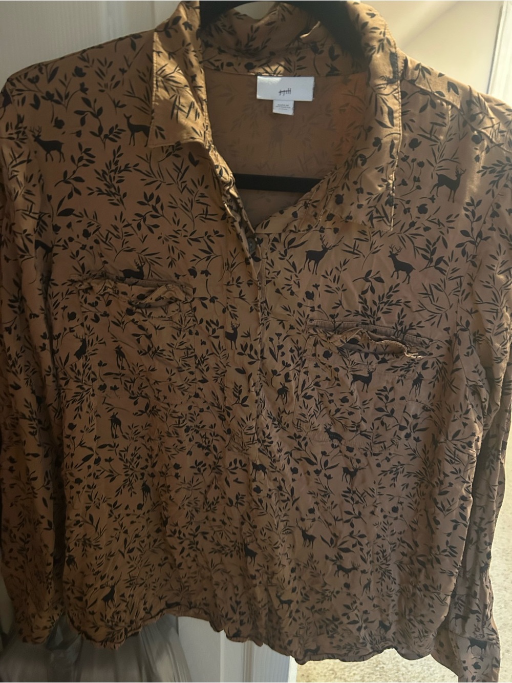 J Jill size large brown with black deers long sleeve